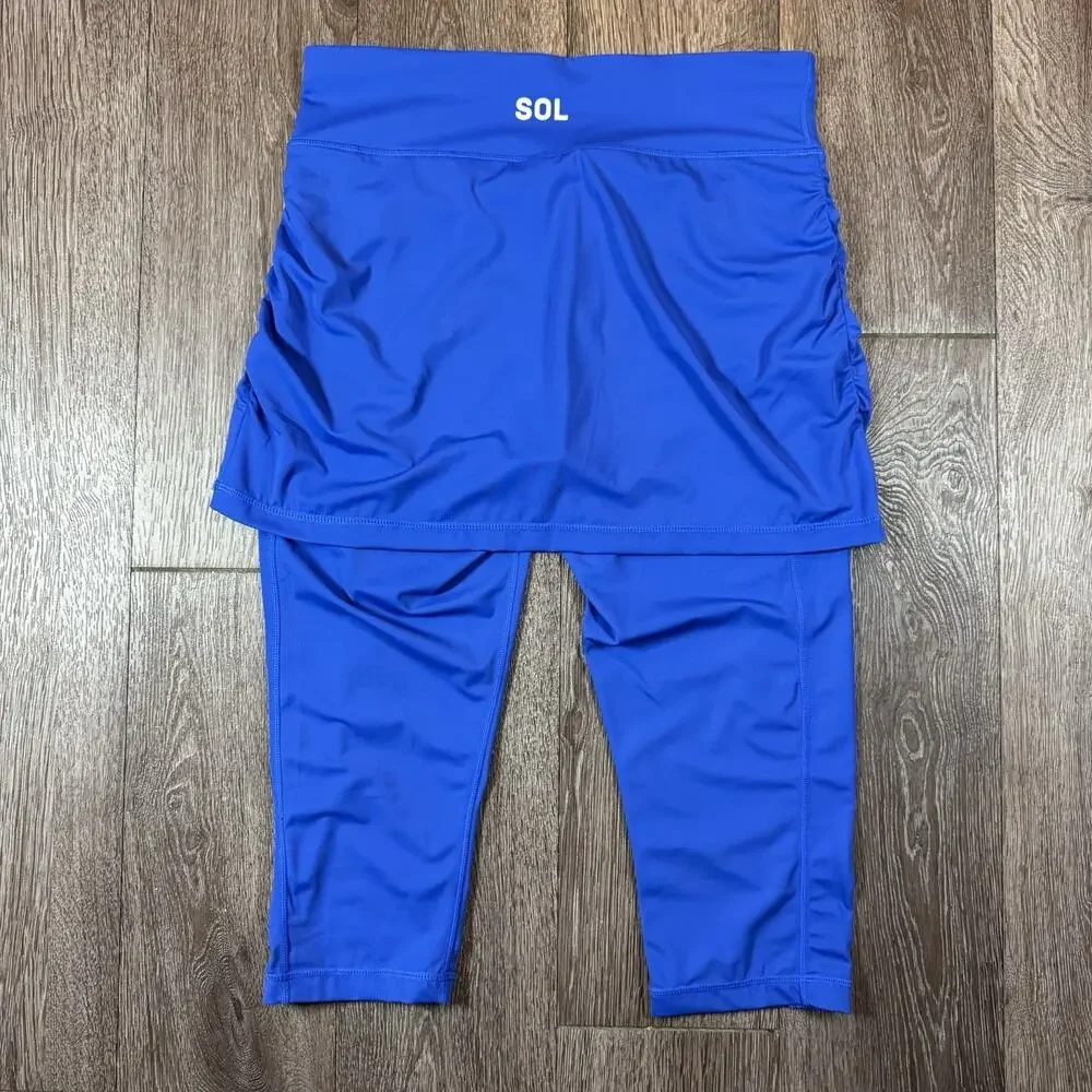 Sol Sister 2 in 1 Swim Skirt Leggings Skort Blue Athletic Medium